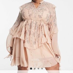 ASOS floral embellished mini dress Blush color